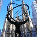 New York City Rockefeller Center Atlas Statue And St Patricks Cathedral